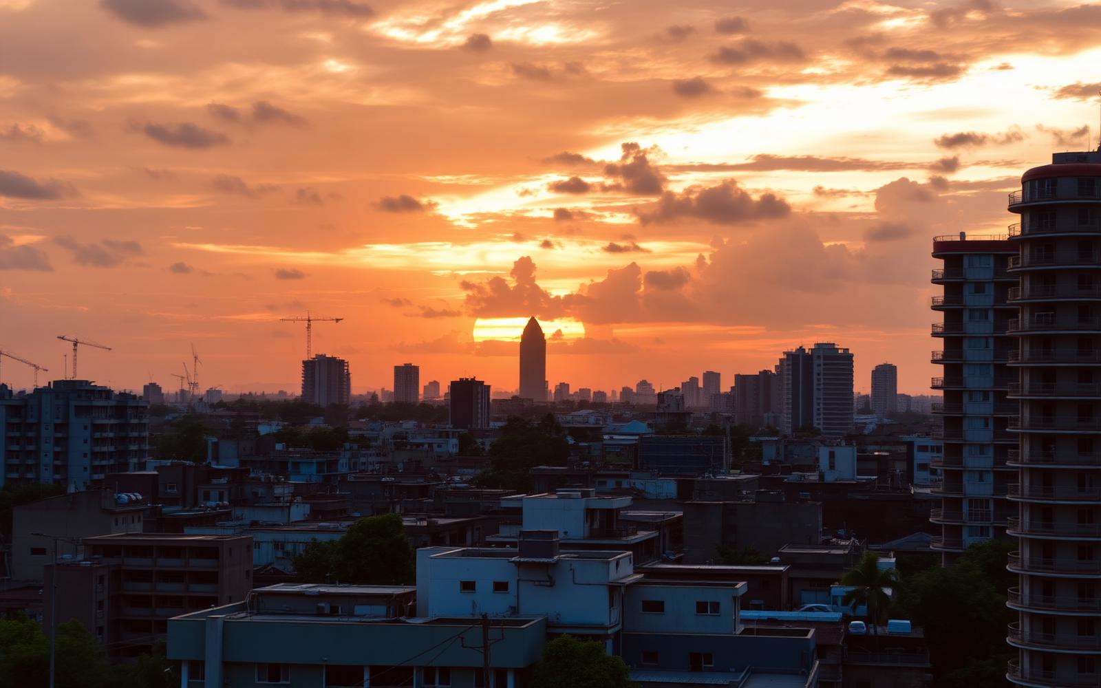 Accra skyline at golden hour